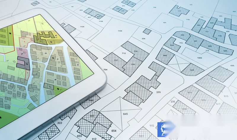 Cadastral map data reviewed on a tablet